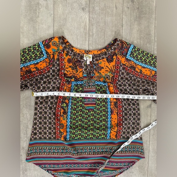 Fig and Flower Anthropologie Mixed Media Tunic Blouse women’s large - Picture 4 of 16